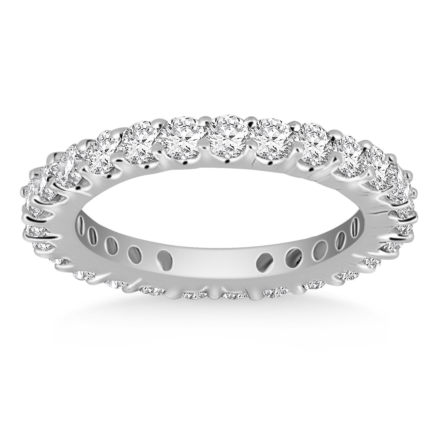 Bague d'éternité en or blanc 14 carats avec diamants ronds à griffes communes