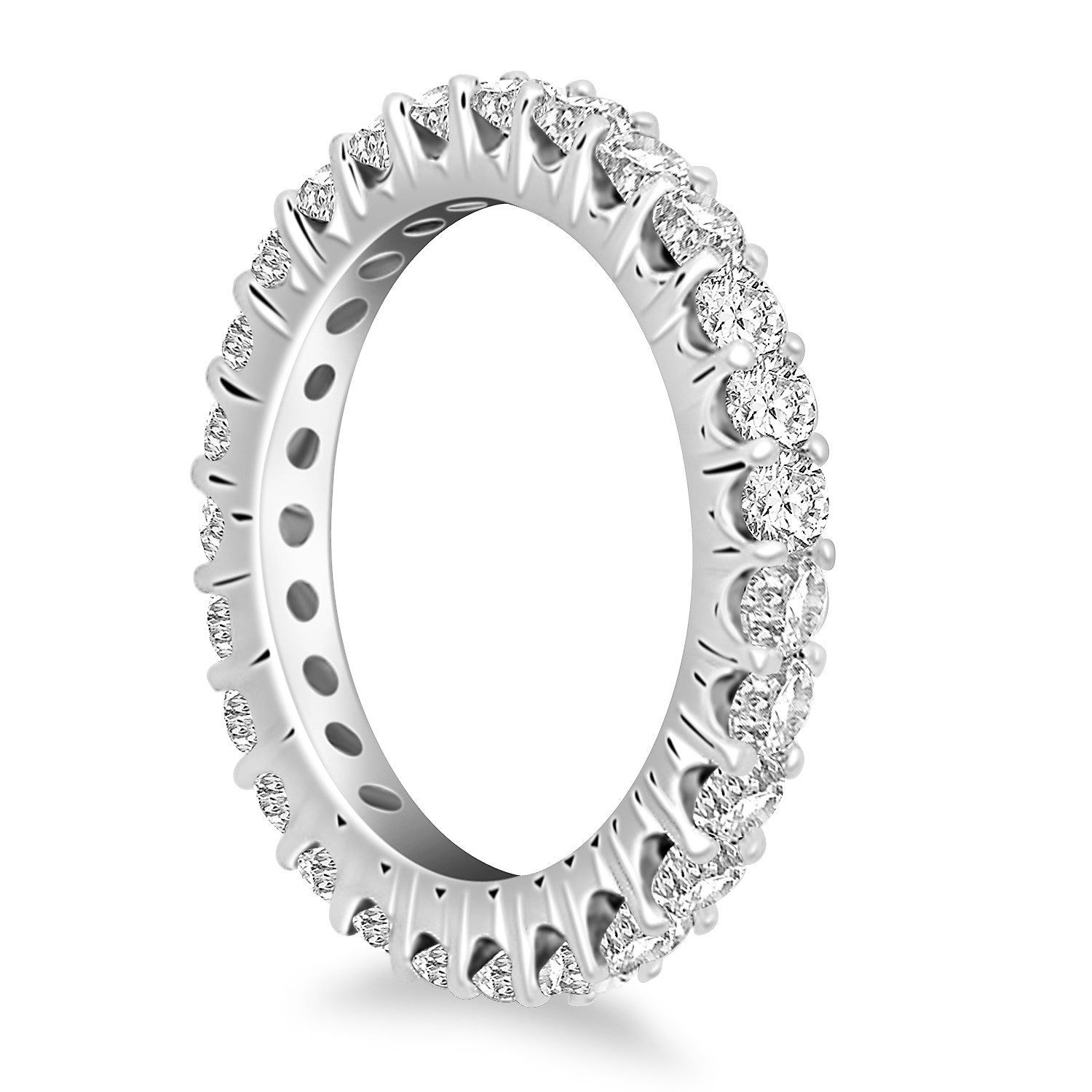 Bague d'éternité en or blanc 14 carats avec diamants ronds à griffes communes
