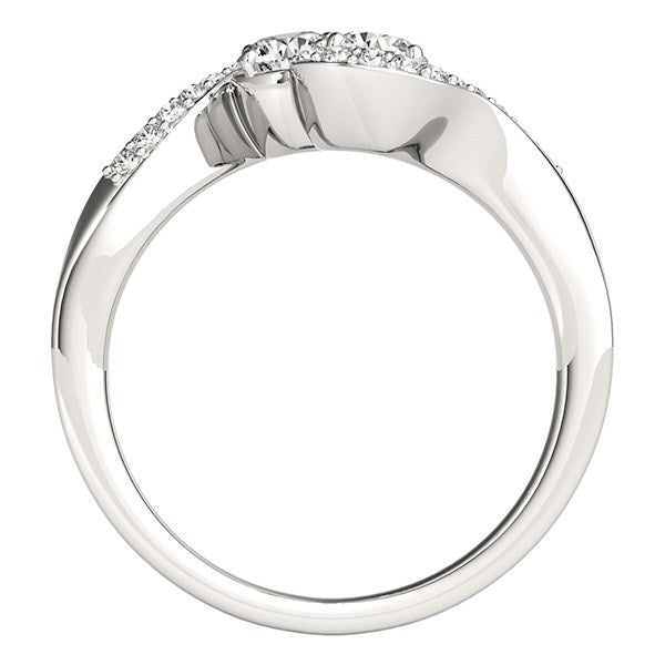 Bague à deux diamants de style bande incurvée en or blanc 14 carats (5/8 carat au total)