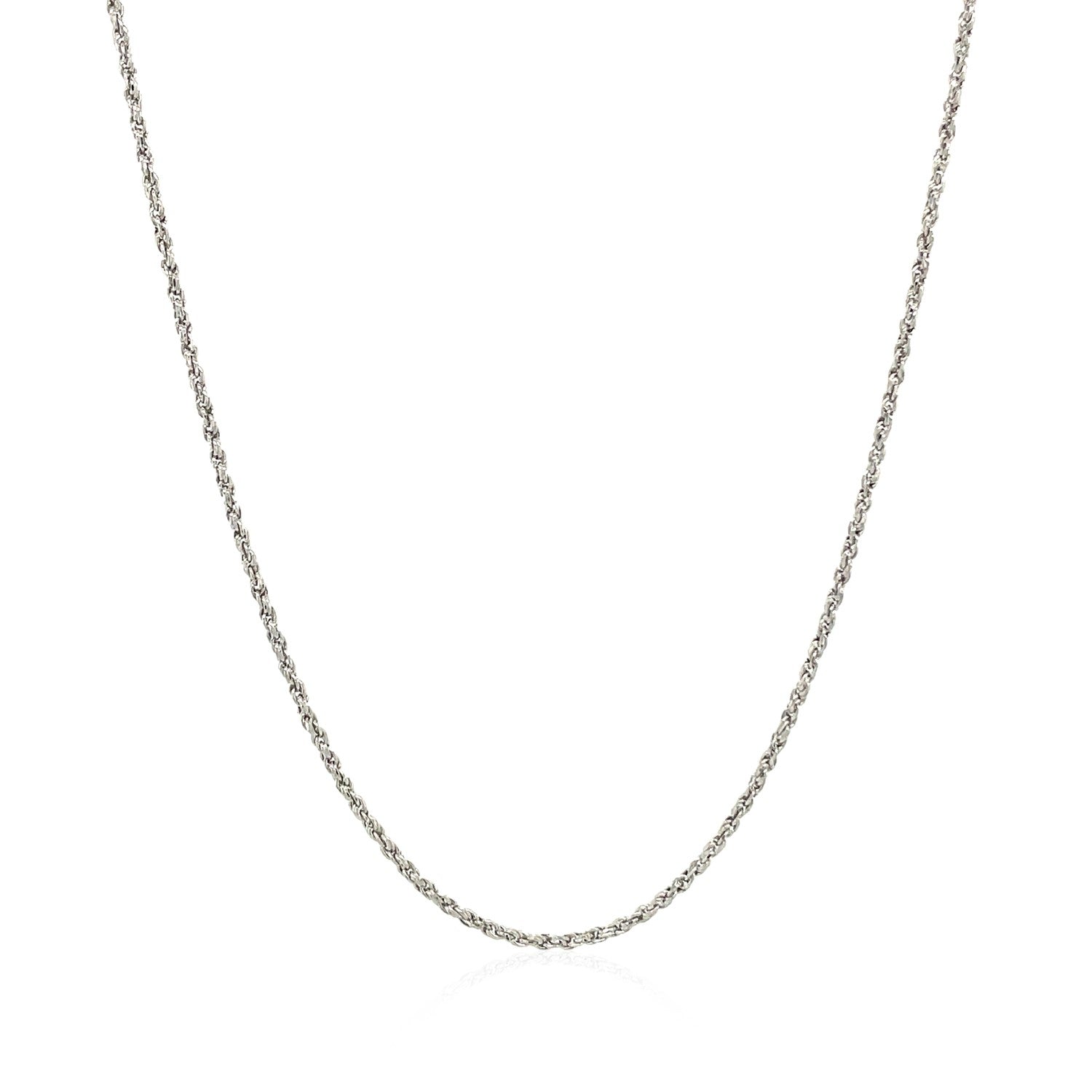 Chaîne de corde réglable en or blanc 14 carats 1,0 mm