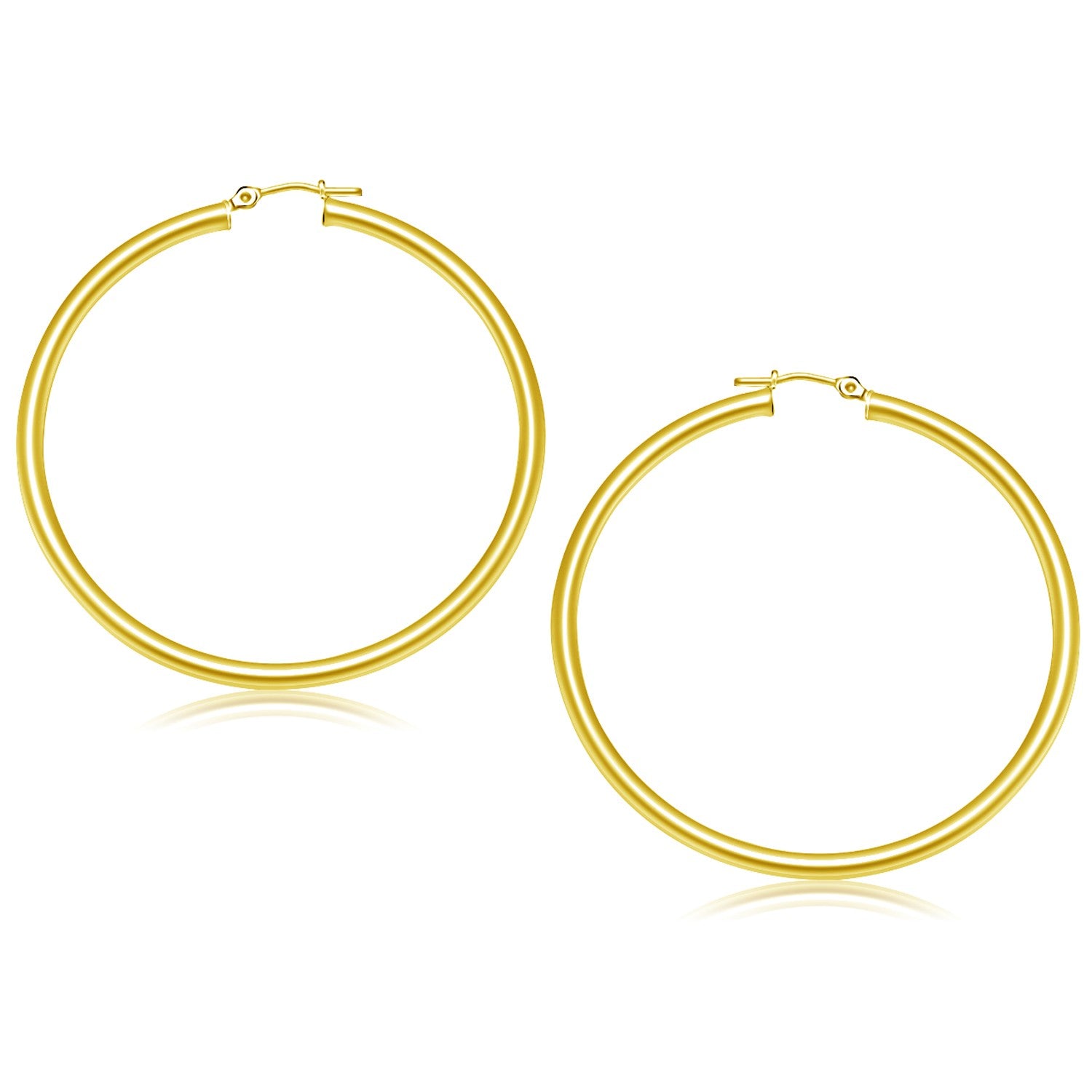 14k Yellow Gold Polished Hoop Earrings (50 mm)