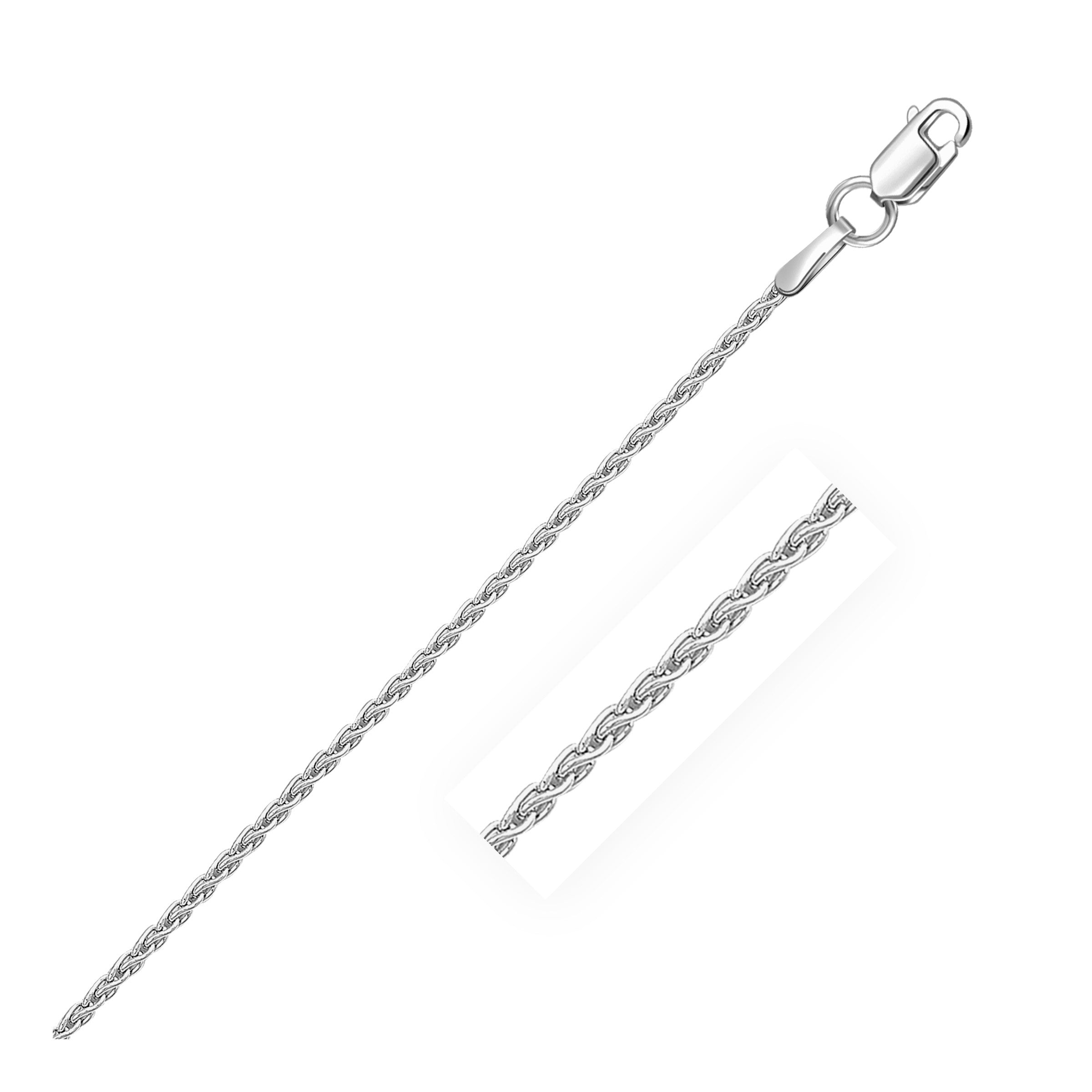 Chaîne de blé ronde en or blanc 14 carats 1,2 mm