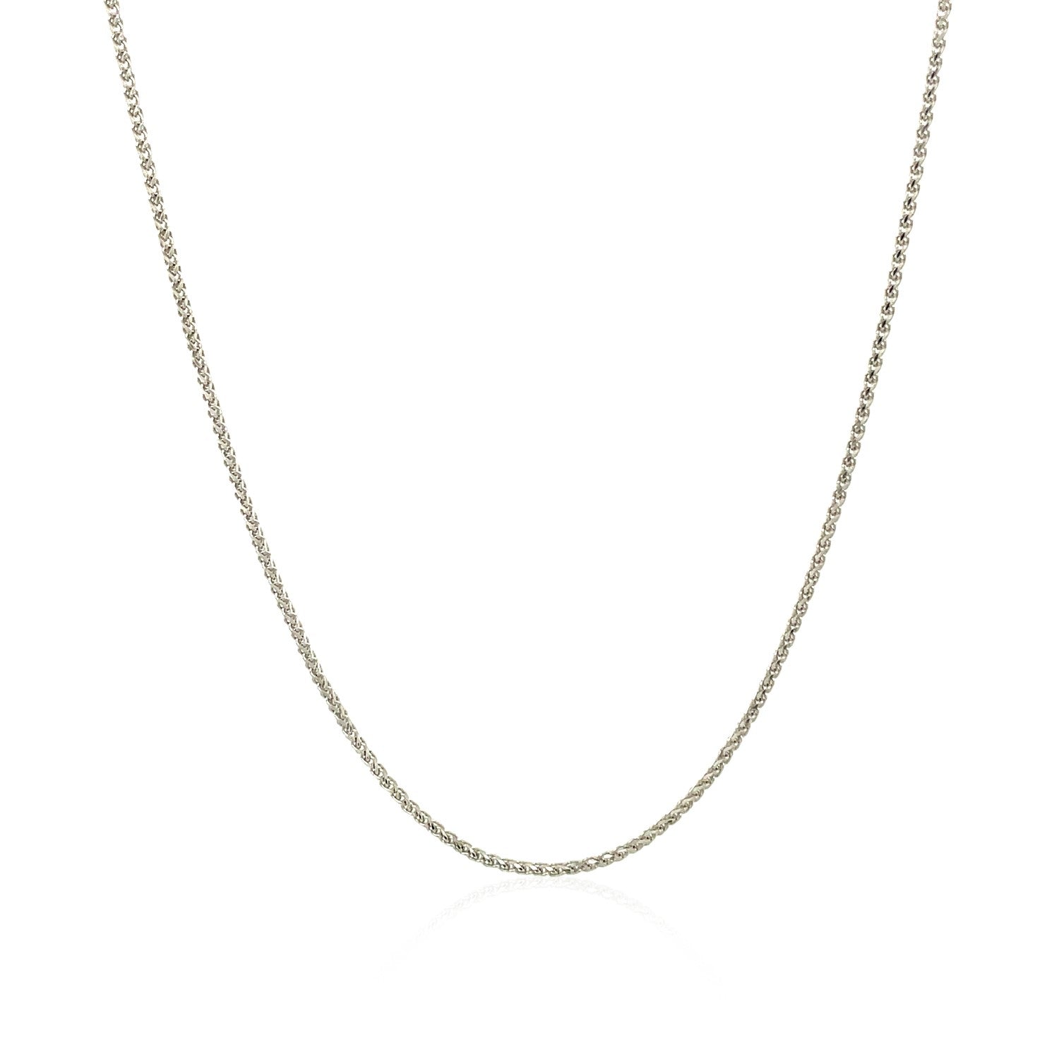 Chaîne de blé ronde taillée en diamant en or blanc 14 carats 1,0 mm