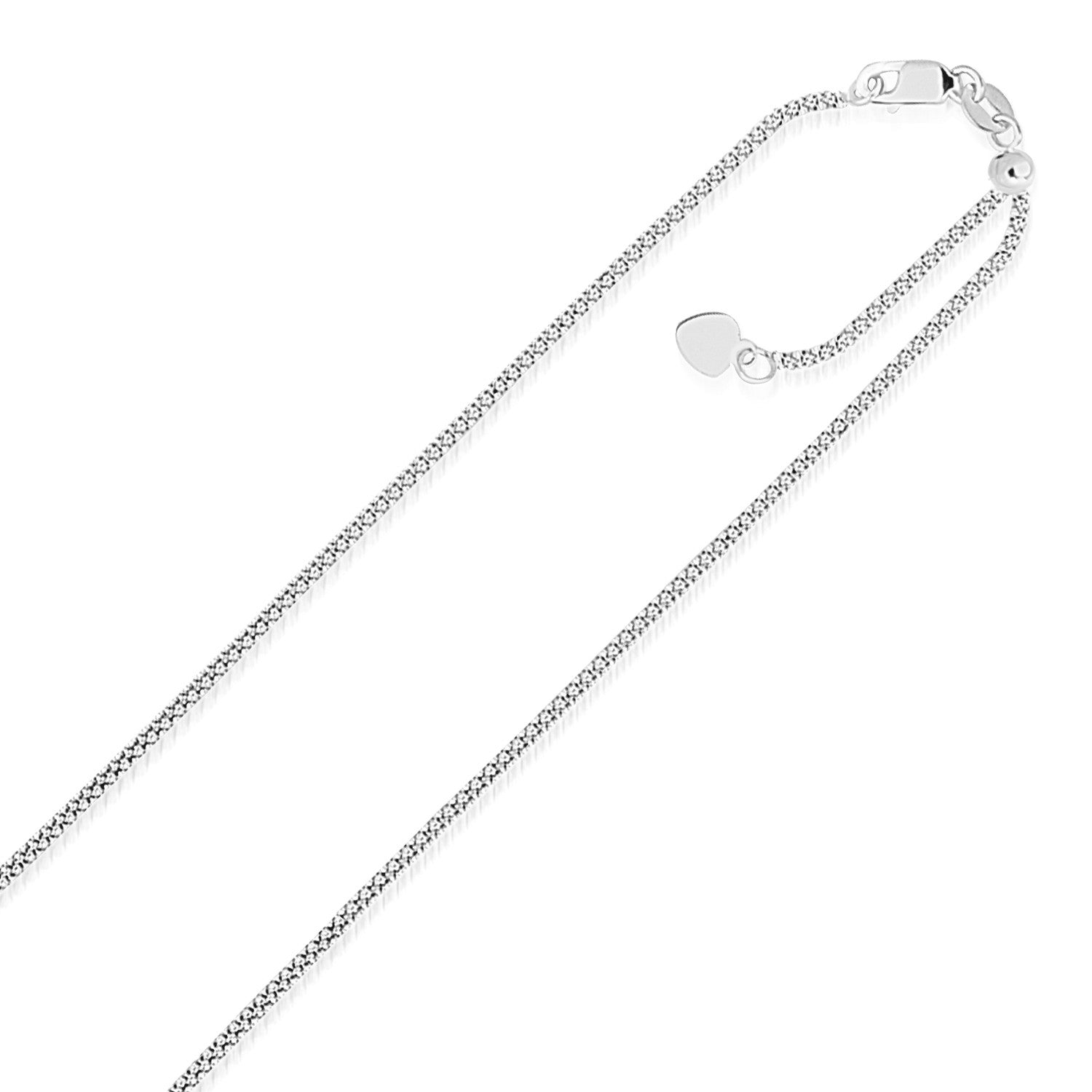 Chaîne pop-corn réglable en or blanc 14 carats 1,3 mm