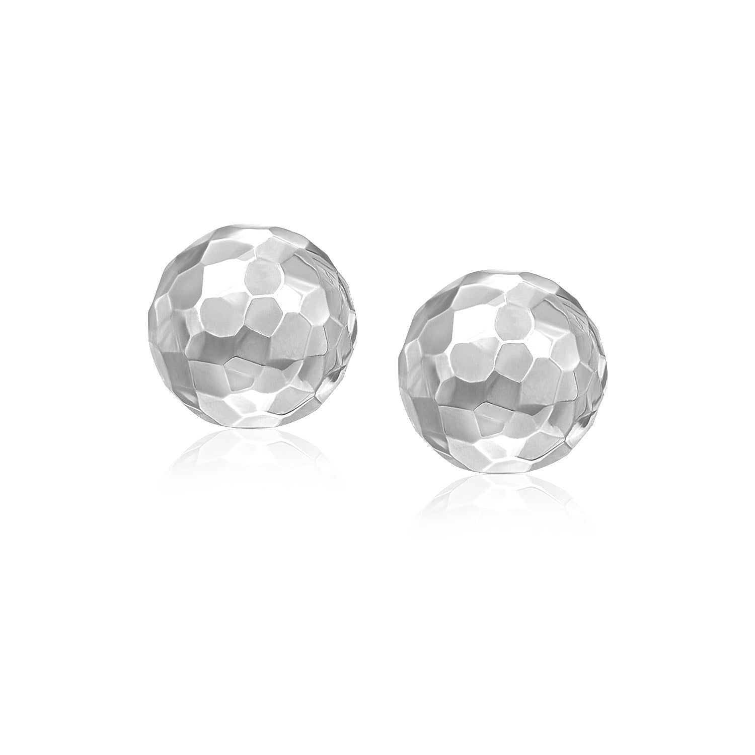 Boucles d'oreilles à tige rondes à facettes en or blanc 14 carats de 7 mm