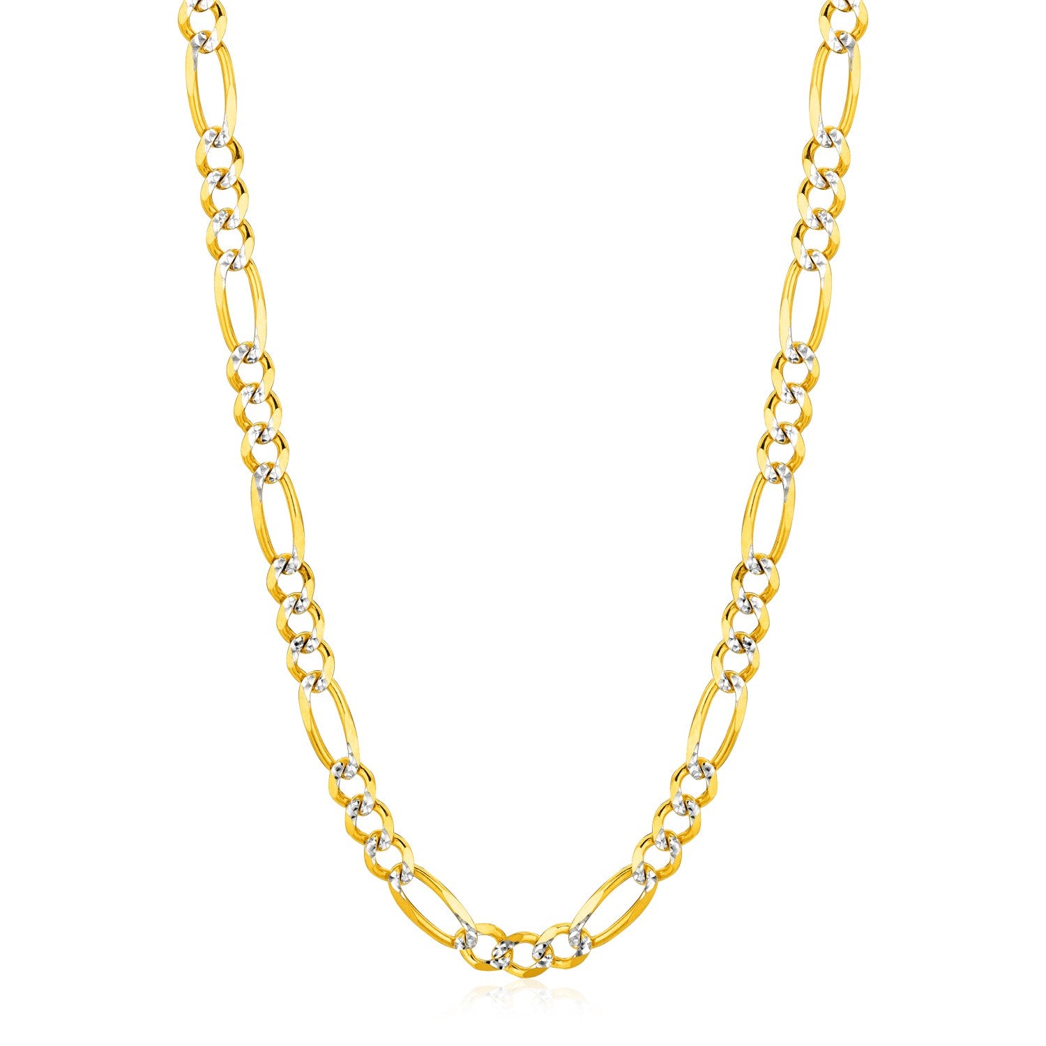 6.0mm 14K Yellow Gold Solid Pave Figaro Chain