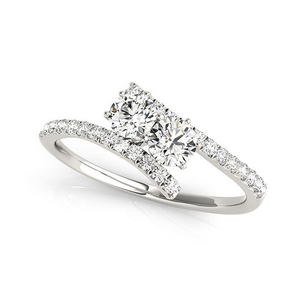 Anillo de diamantes de dos piedras en oro blanco de 14 k (3/4 quilates)