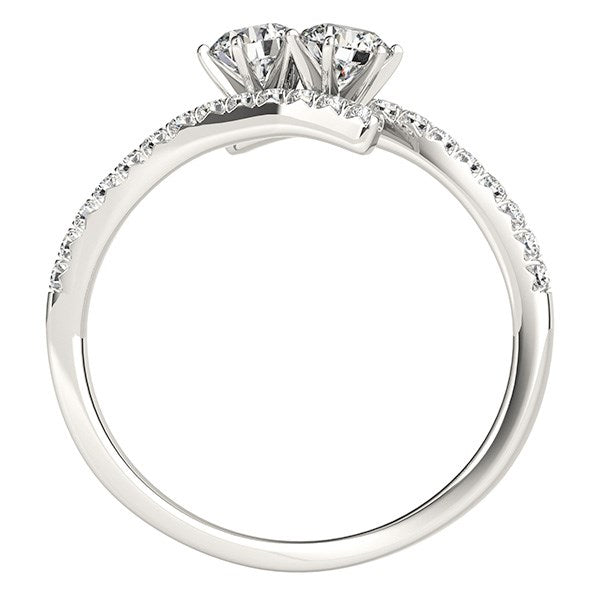 Anillo de diamantes de dos piedras en oro blanco de 14 k (3/4 quilates)