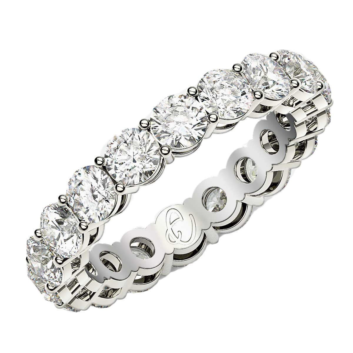 Anillo de eternidad con diamantes cultivados en laboratorio de talla redonda en oro blanco de 14 k (2 cttw FG/VS2)