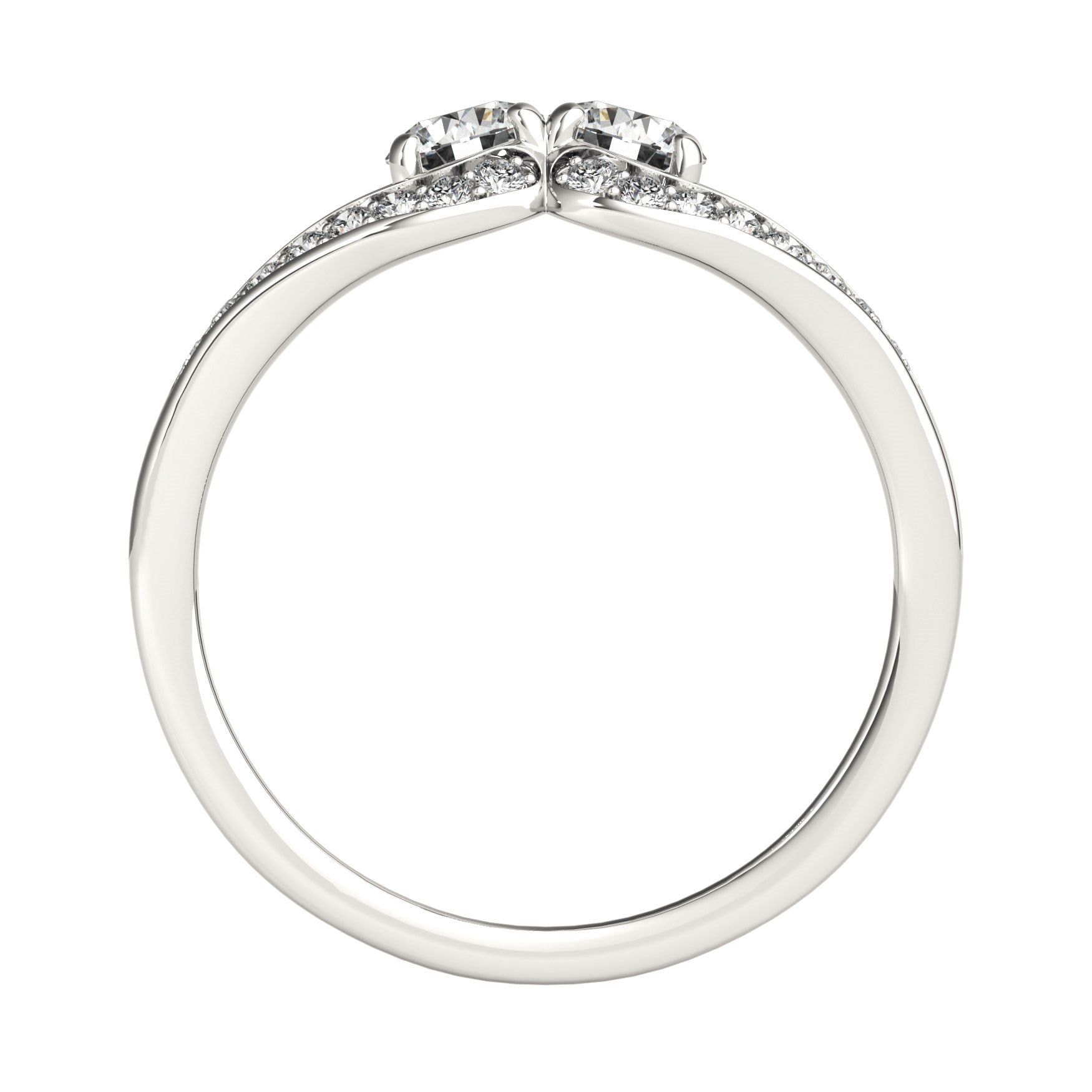 Anillo de diamantes con diseño de cuerpo dividido de dos piedras en oro blanco de 14 k (3/4 quilates)