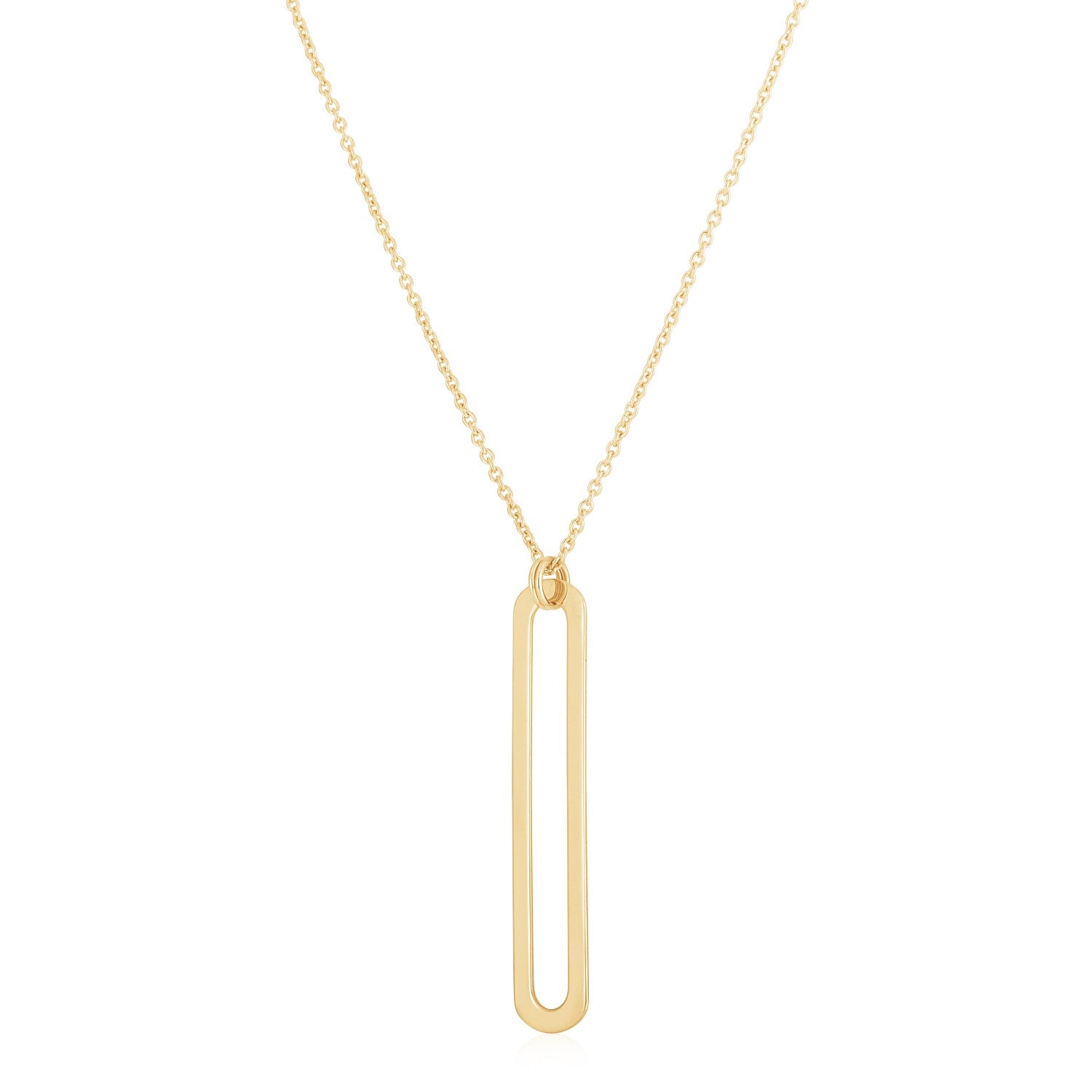 14k Yellow Gold High Polish Single Paperclip Link Necklace