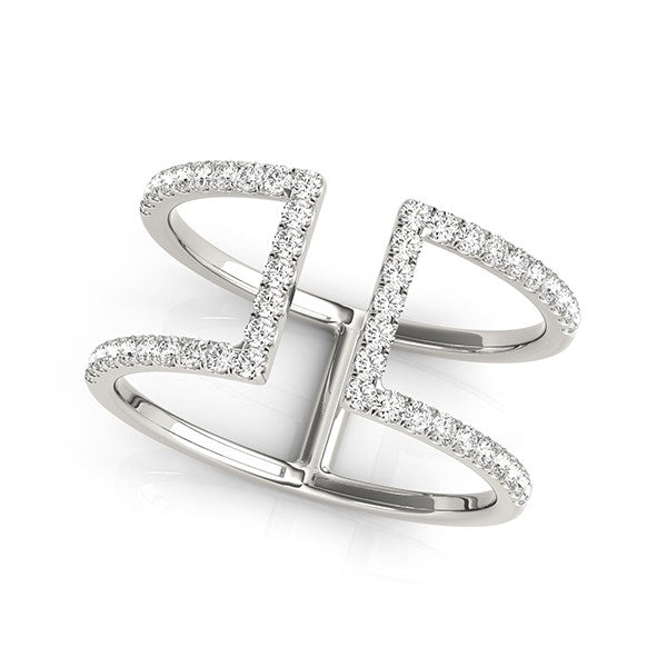Anillo de diamantes estilo moderno de doble banda en oro blanco de 14 k (1/2 quilates)