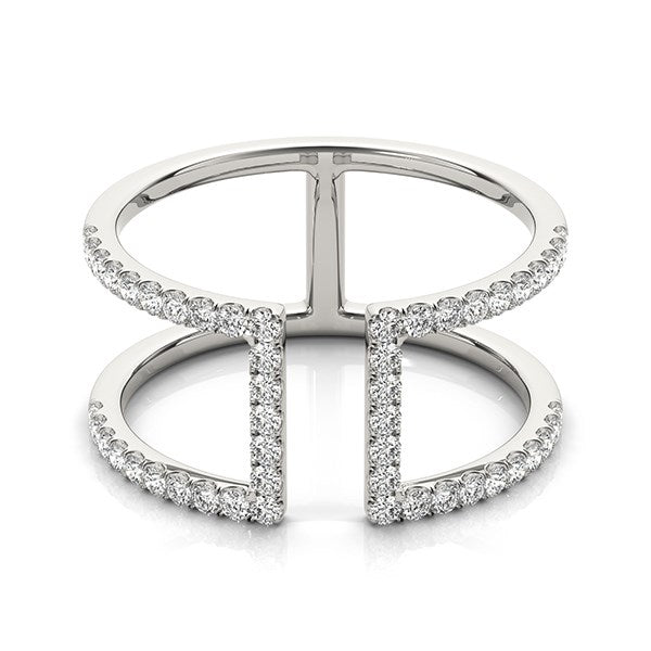 Anillo de diamantes estilo moderno de doble banda en oro blanco de 14 k (1/2 quilates)