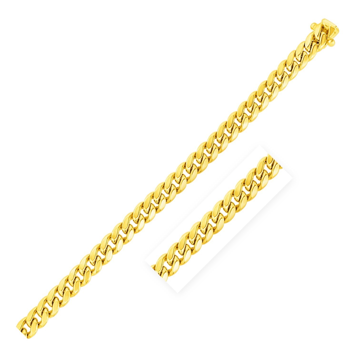 Chaîne cubaine Miami semi-solide en or jaune 10 carats de 6,65 mm