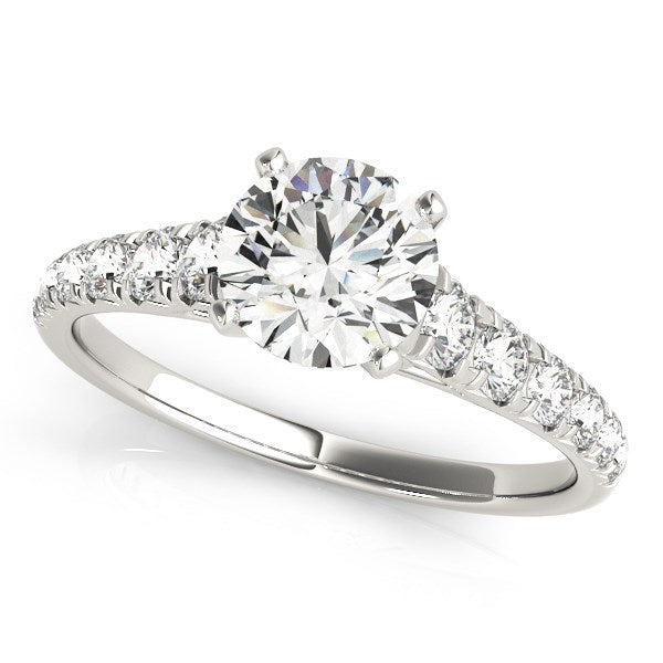 Anillo de compromiso de diamantes graduados con engarce de puntas de oro blanco de 14 k (1 7/8 quilates)