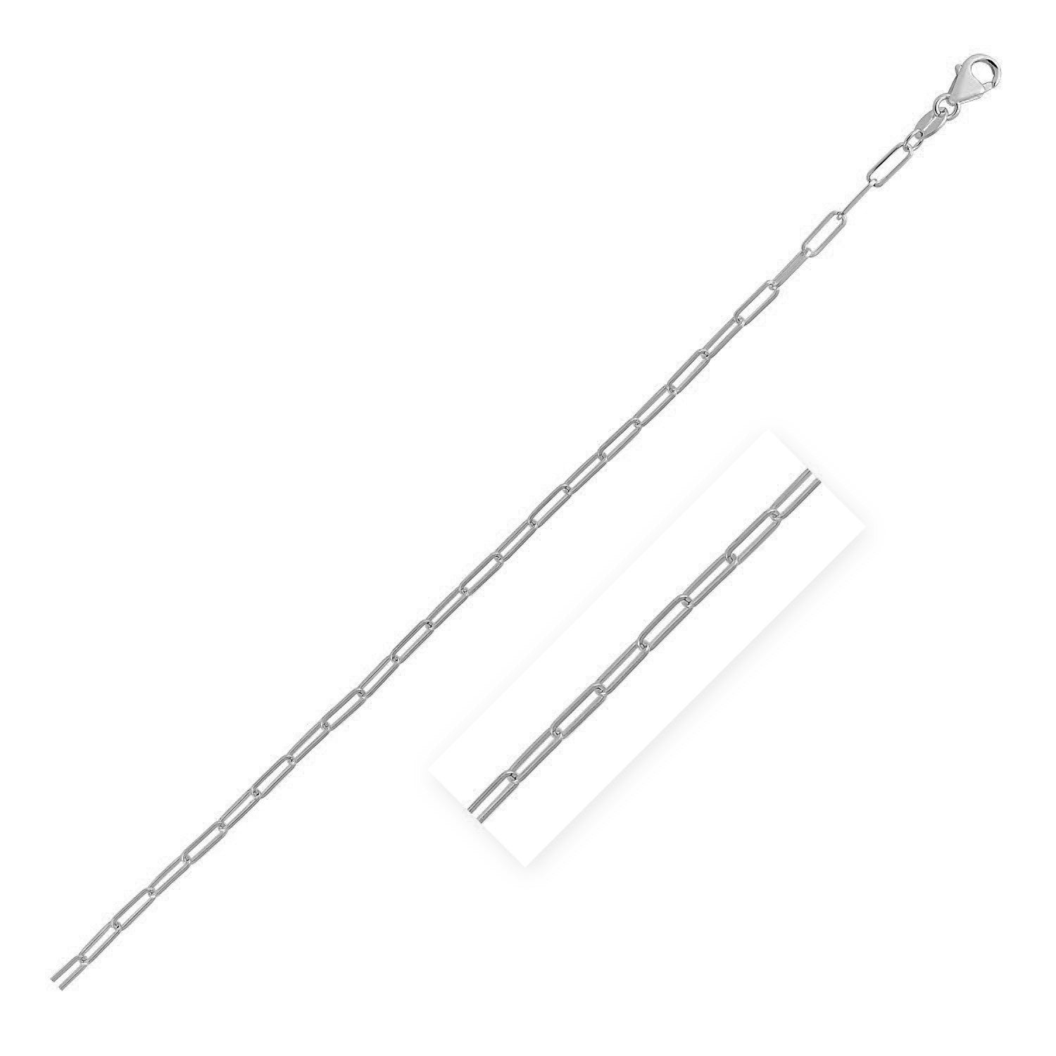 Chaîne trombone délicate en or blanc 14 carats (2,1 mm)