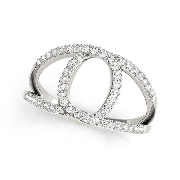Bague double bande style boucle diamant en or blanc 14 carats (1/2 carat au total)