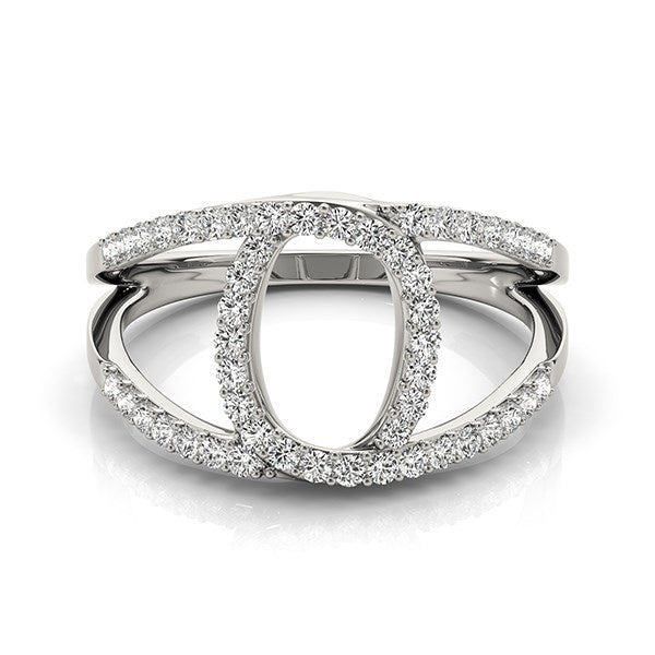 Bague double bande style boucle diamant en or blanc 14 carats (1/2 carat au total)