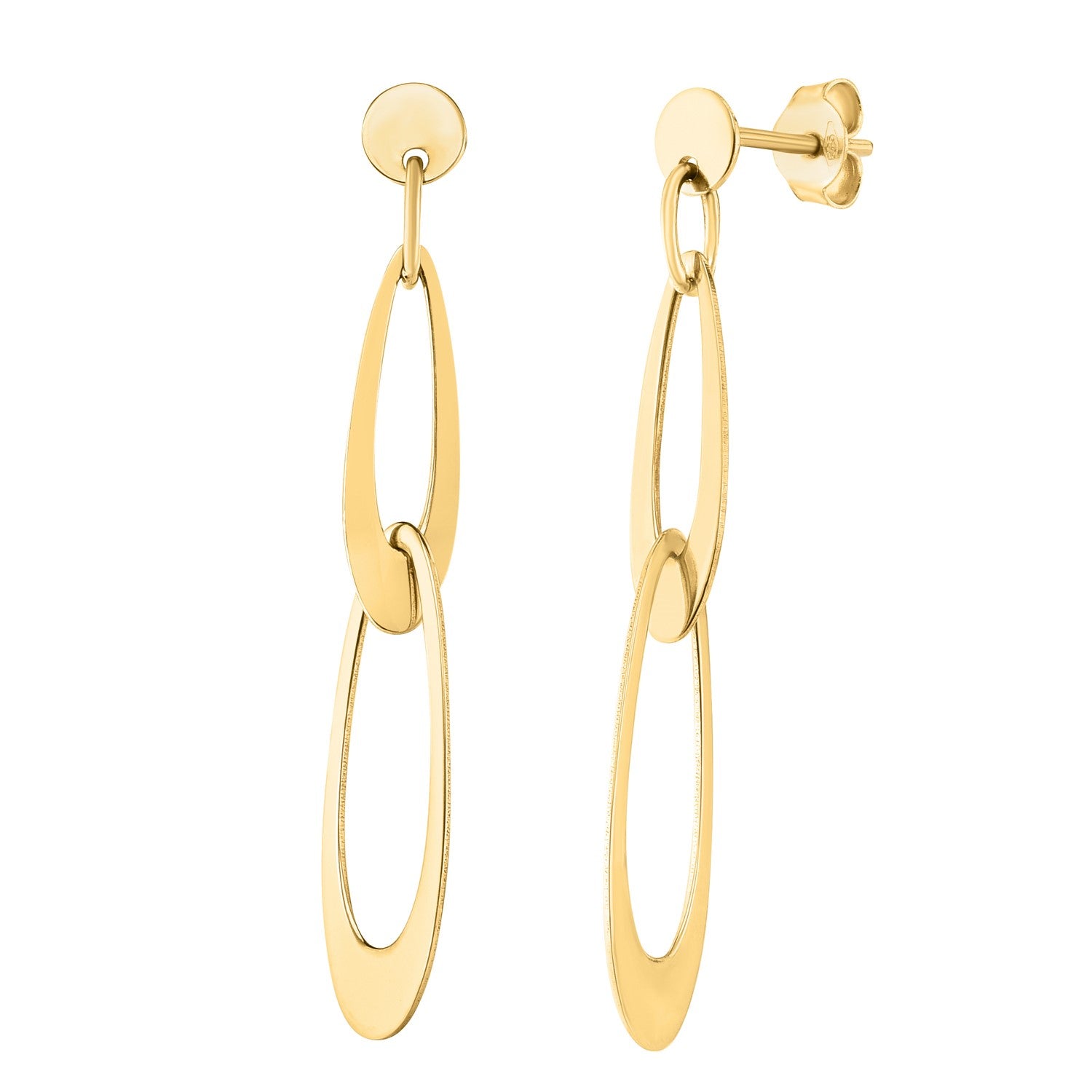 Aretes de eslabones ovalados italianos de oro amarillo de 14 k