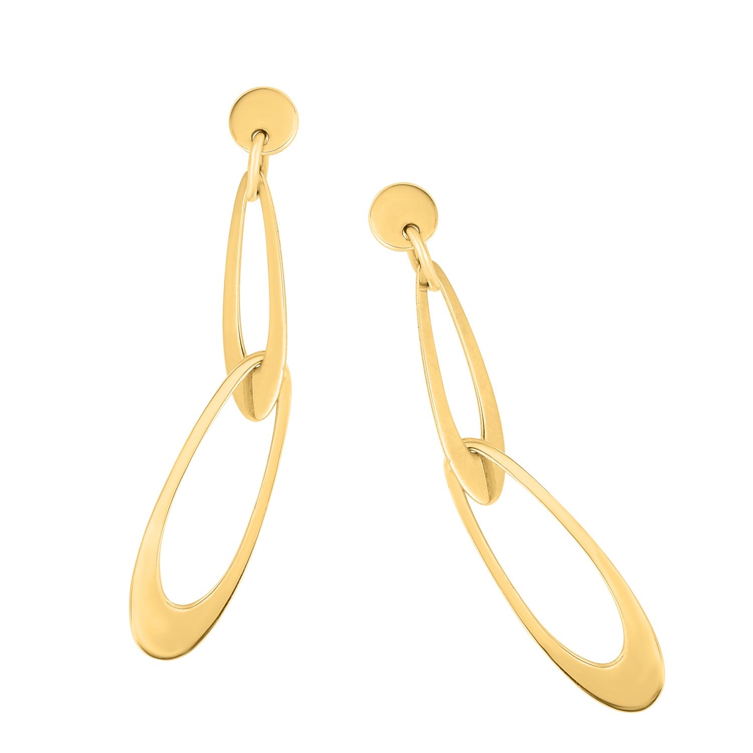 Aretes de eslabones ovalados italianos de oro amarillo de 14 k