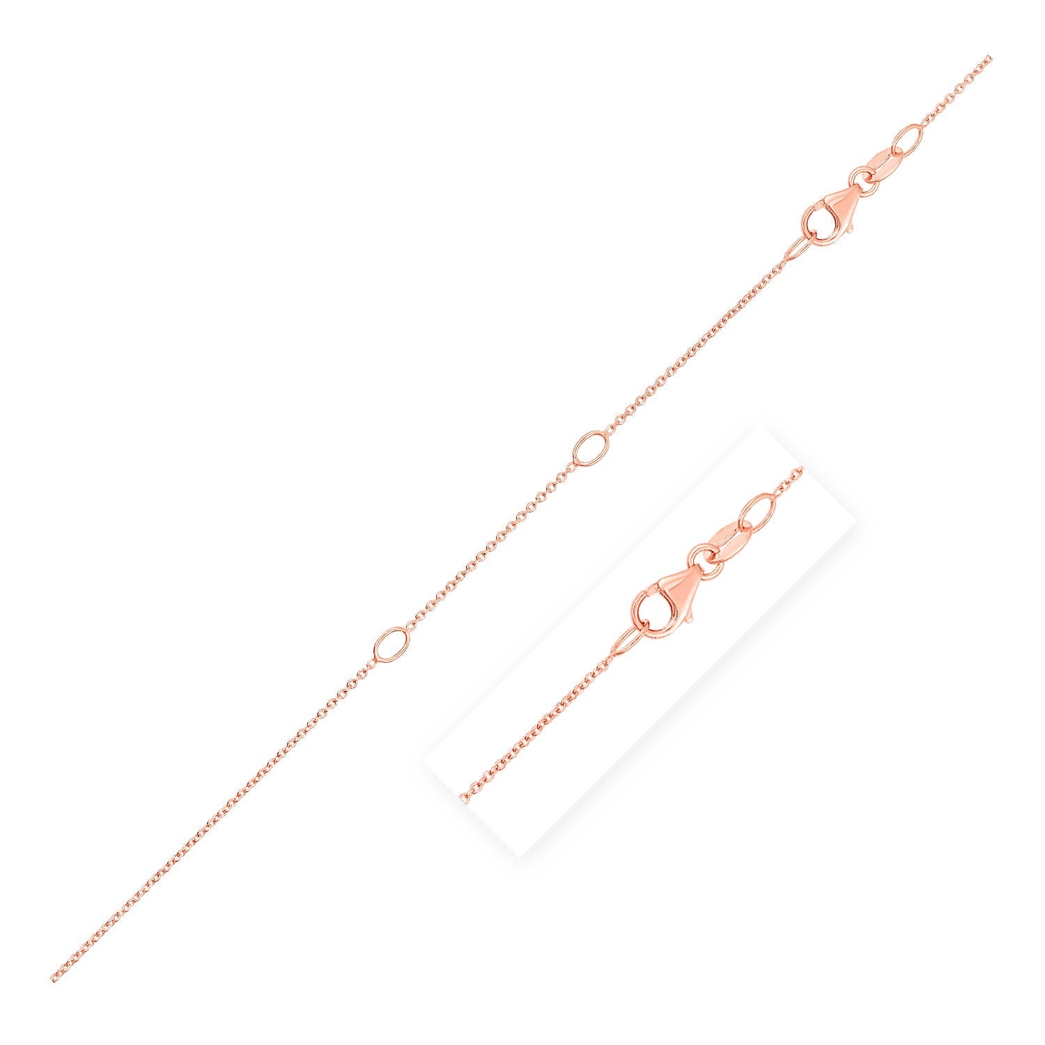 Chaîne forçat double extensible en or rose 14 carats (0,6 mm)