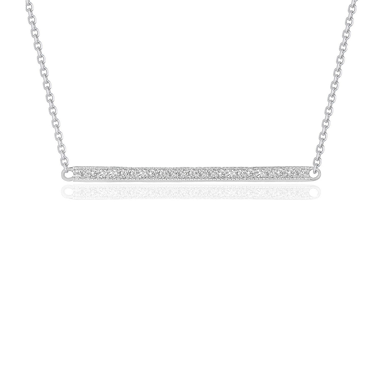 Pendentif barre de diamants en or blanc 14 carats (1/4 carat au total)