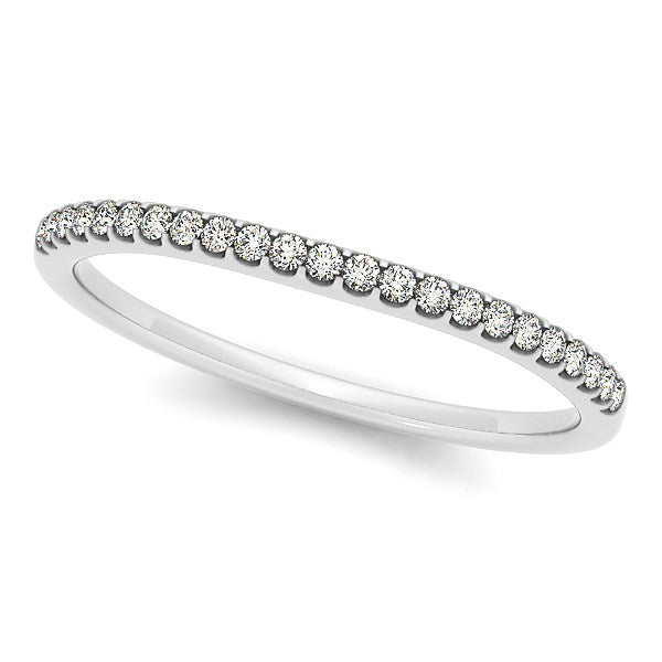 Alianza de boda de diamantes redondos con engaste festoneado en oro blanco de 14 k (1/10 quilates)