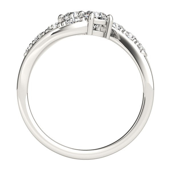 Anillo de diamantes con diseño de dos piedras superpuestas en oro blanco de 14 k (1 cttw)