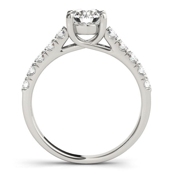 Anillo de compromiso de diamantes con engarce de enrejado redondo en oro blanco de 14 k (1 qttw)