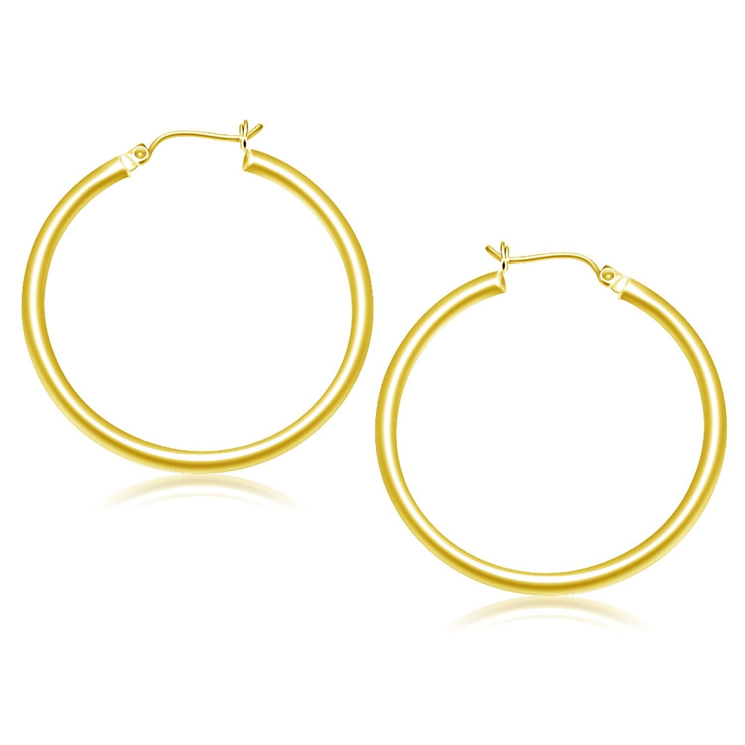 Aretes tipo argolla de oro amarillo de 10 k pulido (40 mm)