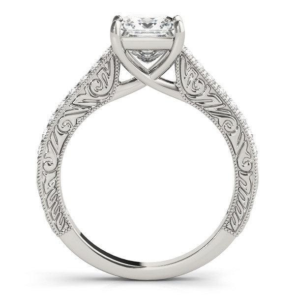 Anillo de compromiso de diamantes de talla princesa en oro blanco de 14 k (1 1/4 quilates)