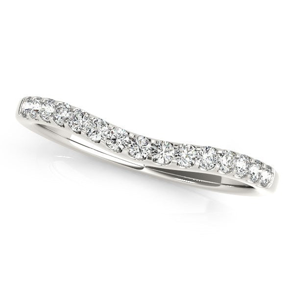 Alianza de boda de diamantes curvos con engaste pavé redondo de oro blanco de 14 k (1/4 quilates)