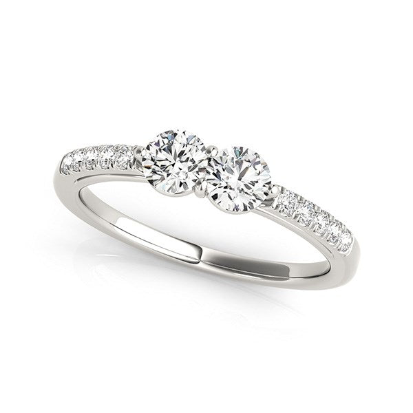 Anillo de oro blanco de 14 k con dos piedras y diamantes redondos (5/8 quilates)