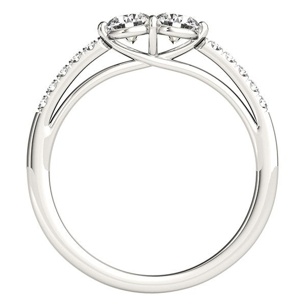 Anillo de oro blanco de 14 k con dos piedras y diamantes redondos (5/8 quilates)