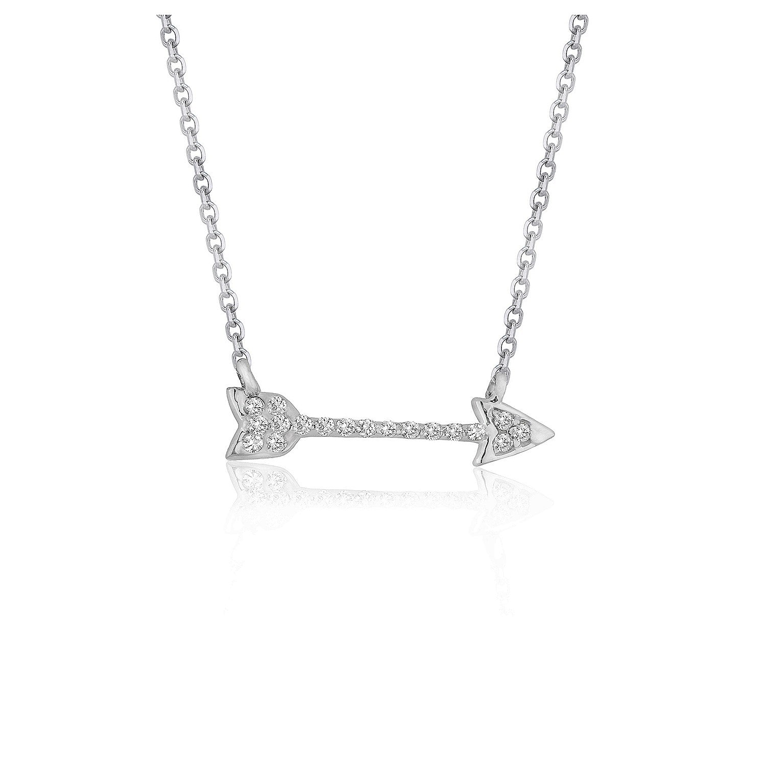 Pendentif style flèche en diamant en or blanc 14 carats (1/10 carat au total)