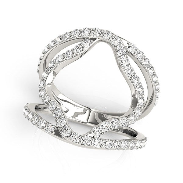 Bague double bande style fleur en or blanc 14 carats avec diamants (5/8 carat au total)