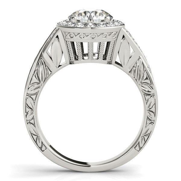Anillo de compromiso de diamantes con montura de halo en oro blanco de 14 k (1 5/8 quilates)
