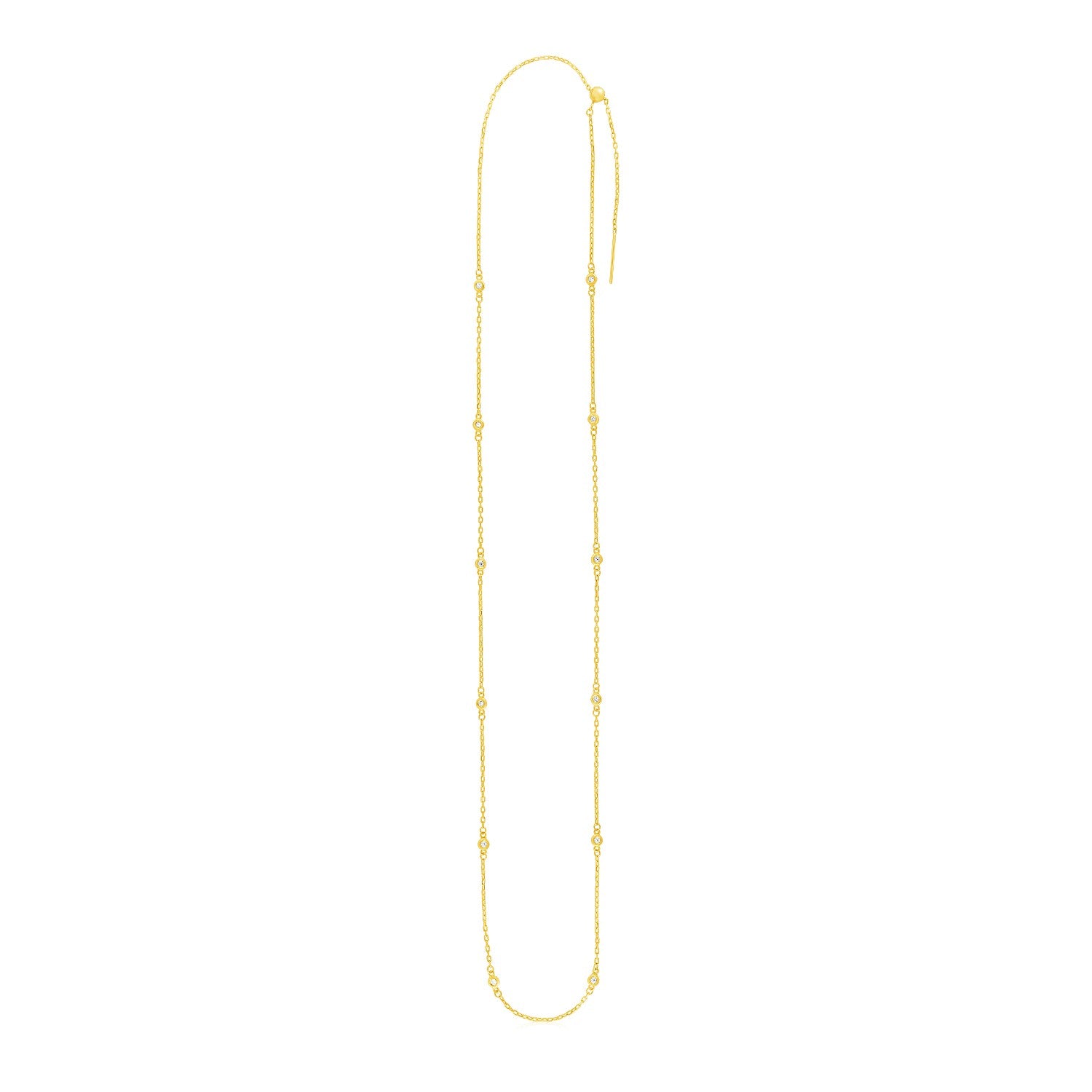 Cadena con colgante de diamantes ajustable e infinita en oro amarillo de 14 k (3,0 mm)