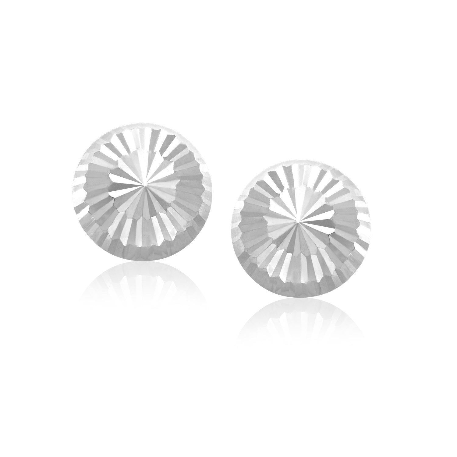 Boucles d'oreilles à tige en or blanc 14 carats, taille diamant, design plat