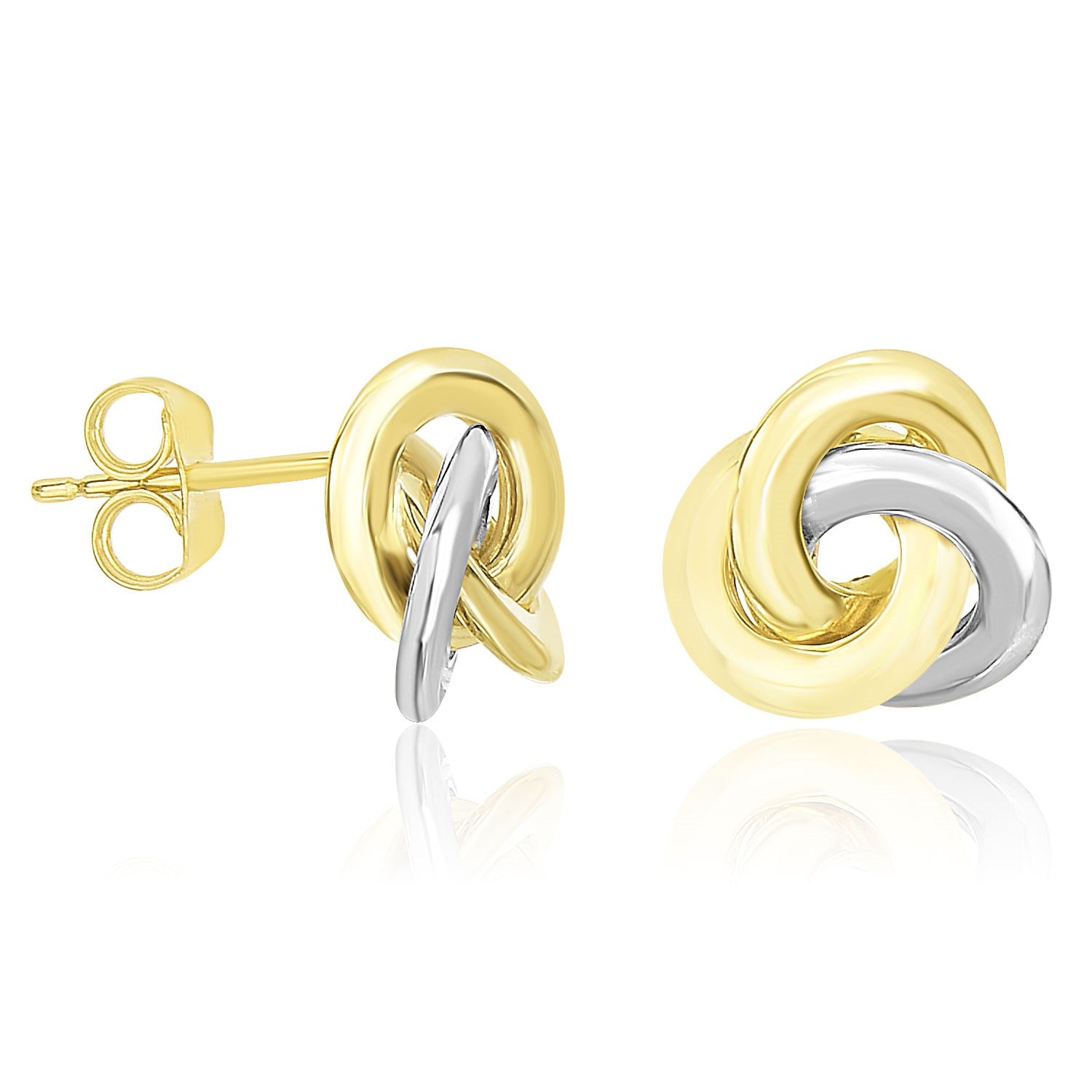 Boucles d'oreilles à cercle ouvert entrelacé brillant en or bicolore 14 carats