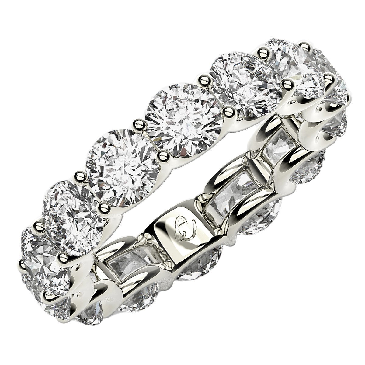Anillo de eternidad con diamantes cultivados en laboratorio de talla redonda en oro blanco de 14 k (6 quilates FG/VS2)