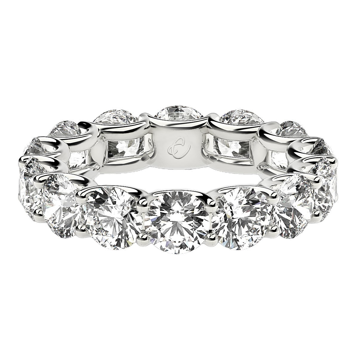Anillo de eternidad con diamantes cultivados en laboratorio de talla redonda en oro blanco de 14 k (6 quilates FG/VS2)
