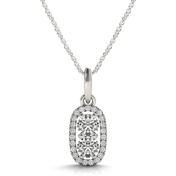 Colgante exterior de dos diamantes con forma ovalada en oro blanco de 14 k (5/8 quilates)