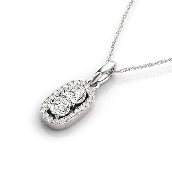 Colgante exterior de dos diamantes con forma ovalada en oro blanco de 14 k (5/8 quilates)