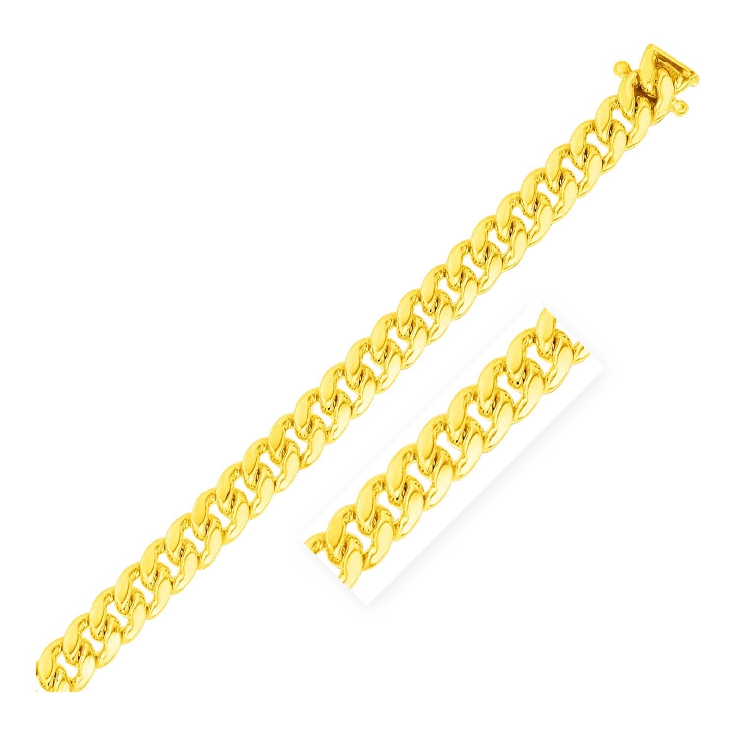 Chaîne solide cubaine classique Miami en or jaune 10 carats de 8,2 mm
