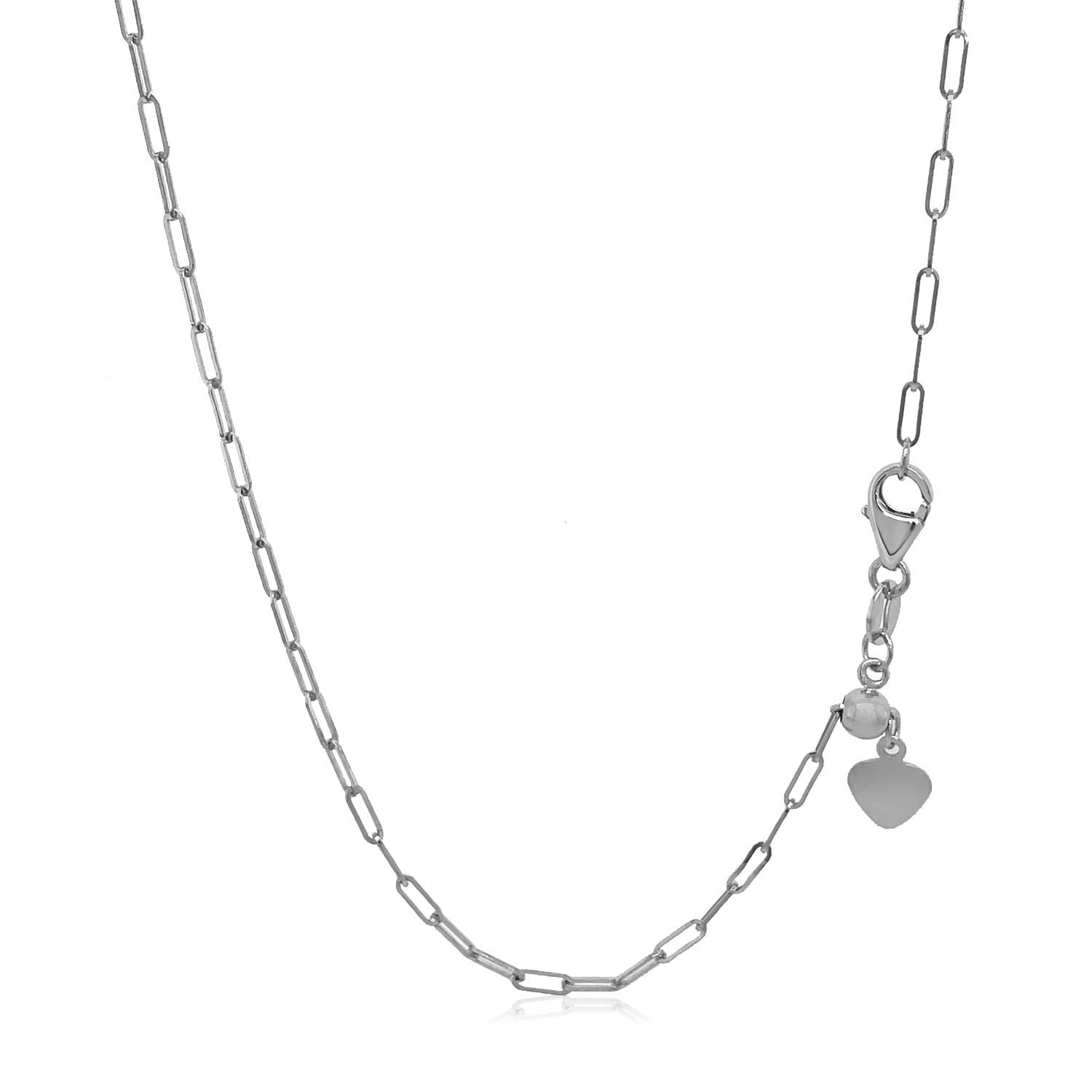 Chaîne trombone réglable en or blanc 14 carats 1,5 mm