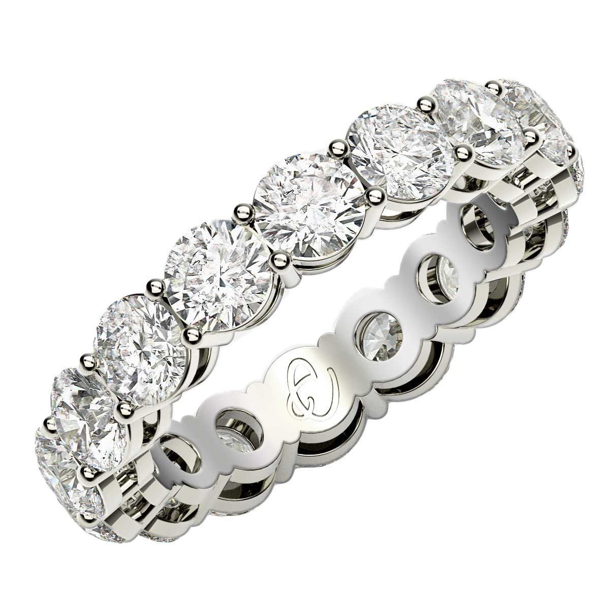 Anillo de eternidad con diamantes cultivados en laboratorio de talla redonda en oro blanco de 14 k (4 cttw FG/VS2)