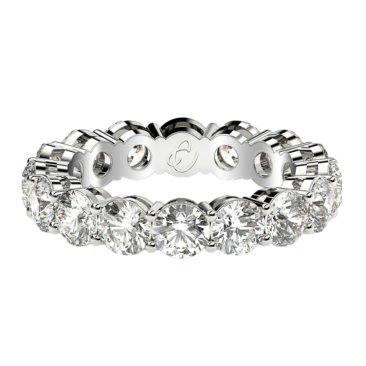 Anillo de eternidad con diamantes cultivados en laboratorio de talla redonda en oro blanco de 14 k (4 cttw FG/VS2)