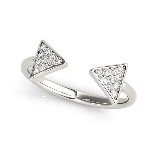 Bague ouverte en forme de flèche en or blanc 14 carats avec diamants (1/5 carat au total)