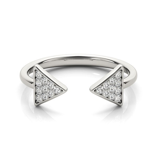 Bague ouverte en forme de flèche en or blanc 14 carats avec diamants (1/5 carat au total)